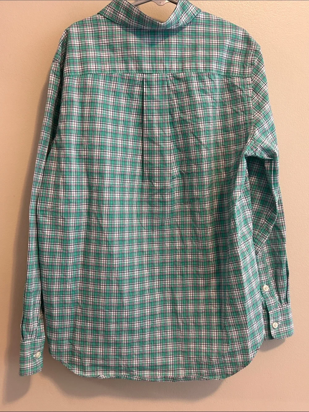 Polo Ralph Lauren Boys Green Plaid Stretch Button Down Dress Shirt M 10-12